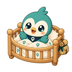 Baby Roamio sitting in a crib