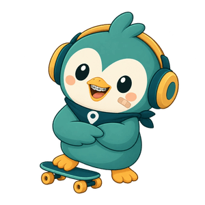 Teenage Roamio with headphones and a skateboard